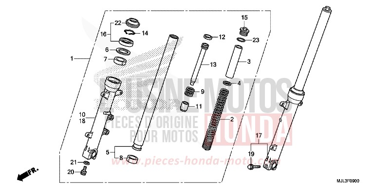 FOURCHETTE AVANT de NC750X DCT SWORD SILVER METALLIC (NHA95) 2014